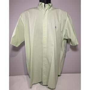 polo ralph lauren Men’s Size Medium Button Down Short Sleeve Green Check D6-11v